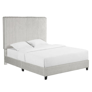Queen Size Minky Stone Upholstered Platform Bed by Couch.com