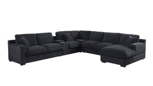 Celine - Chenille Fabric Corner Sectional Sofa With Right-Facing Chaise, Cupholders, And Charging Ports by Couch.com