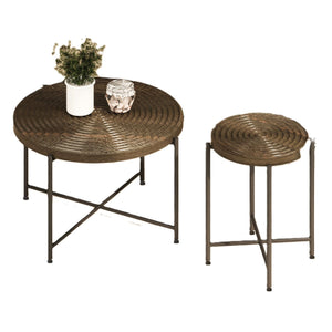 Coffee And End Table Set Waterproof Cover, Distressed Cylindrical Design, Legs Classic Rustic Charm (Set of 2) by Couch.com