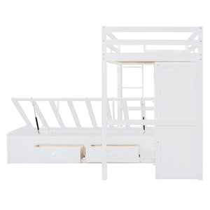 Bunk Bed With Drawers, Wardrobe, Storage Shelves And Hydraulic by Couch.com