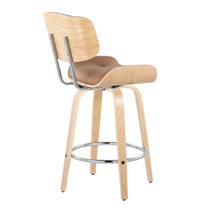 Lombardi - Mid Century Modern Fixed Height Counter Stool With Swivel With Round Footrest (Set of 2) by Couch.com