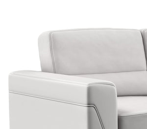 63" Light Gray And Silver Faux Leather Loveseat