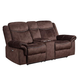 79" Dark Brown Microfiber Power Reclining Loveseat With Storage
