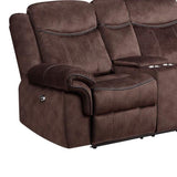 79" Dark Brown Microfiber Power Reclining Loveseat With Storage