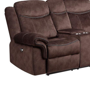 79" Dark Brown Microfiber Power Reclining Loveseat With Storage