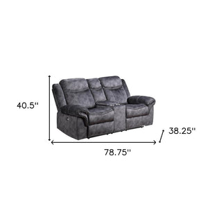 79" Dark Gray Microfiber Power Reclining Loveseat With Storage