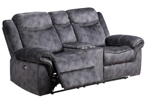 79" Dark Gray Microfiber Power Reclining Loveseat With Storage