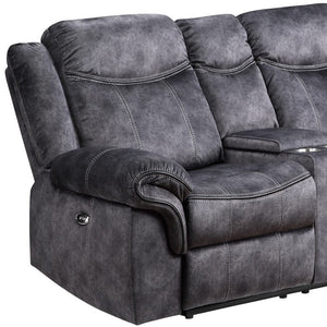 79" Dark Gray Microfiber Power Reclining Loveseat With Storage