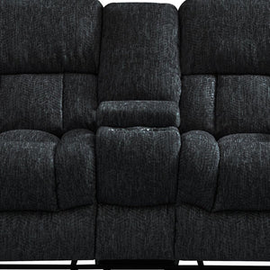 77" Black Manual Reclining Loveseat With Storage