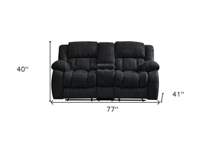 77" Black Manual Reclining Loveseat With Storage