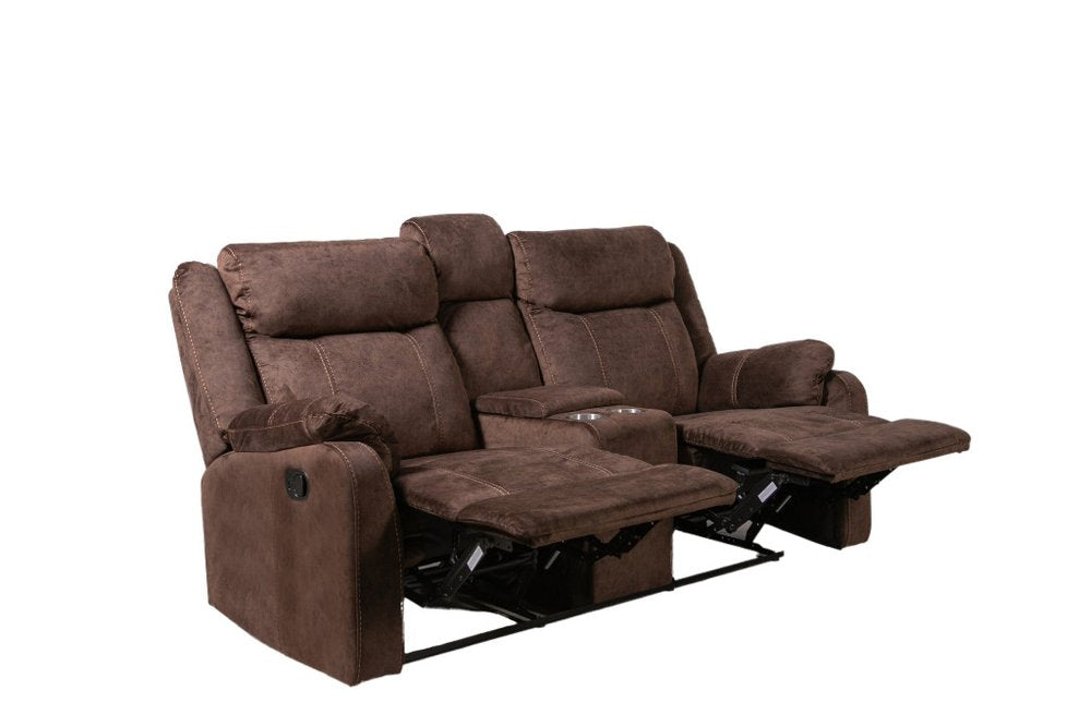 70" Dark Brown Manual Reclining Loveseat With Storage