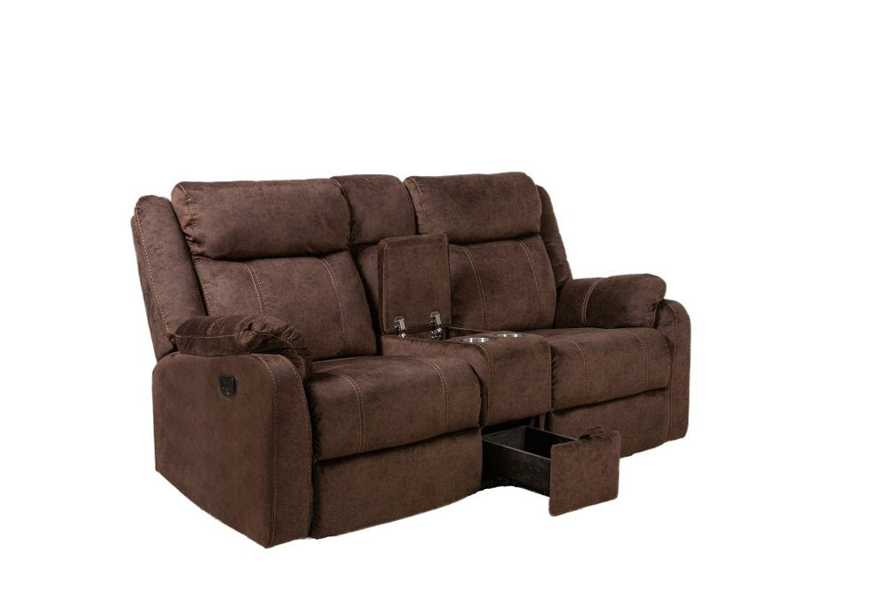 70" Dark Brown Manual Reclining Loveseat With Storage