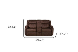 70" Dark Brown Manual Reclining Loveseat With Storage