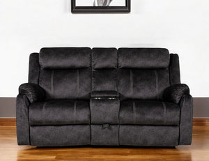 70" Dark Gray Microfiber Manual Reclining Loveseat With Storage