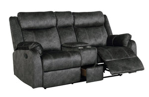 70" Dark Gray Microfiber Manual Reclining Loveseat With Storage