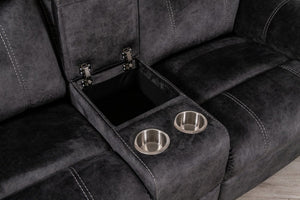 70" Dark Gray Microfiber Manual Reclining Loveseat With Storage