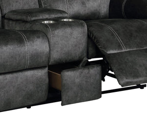 70" Dark Gray Microfiber Manual Reclining Loveseat With Storage
