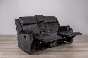 70" Dark Gray Microfiber Manual Reclining Loveseat With Storage