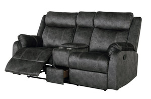 70" Dark Gray Microfiber Manual Reclining Loveseat With Storage