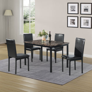5 Piece Dinning Set With Faux Marble Top, Table & 4 Chairs - Black by Couch.com
