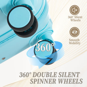HIFINE Tourist 3-Piece ABS Spinner Wheel Luggage Set (Blue)