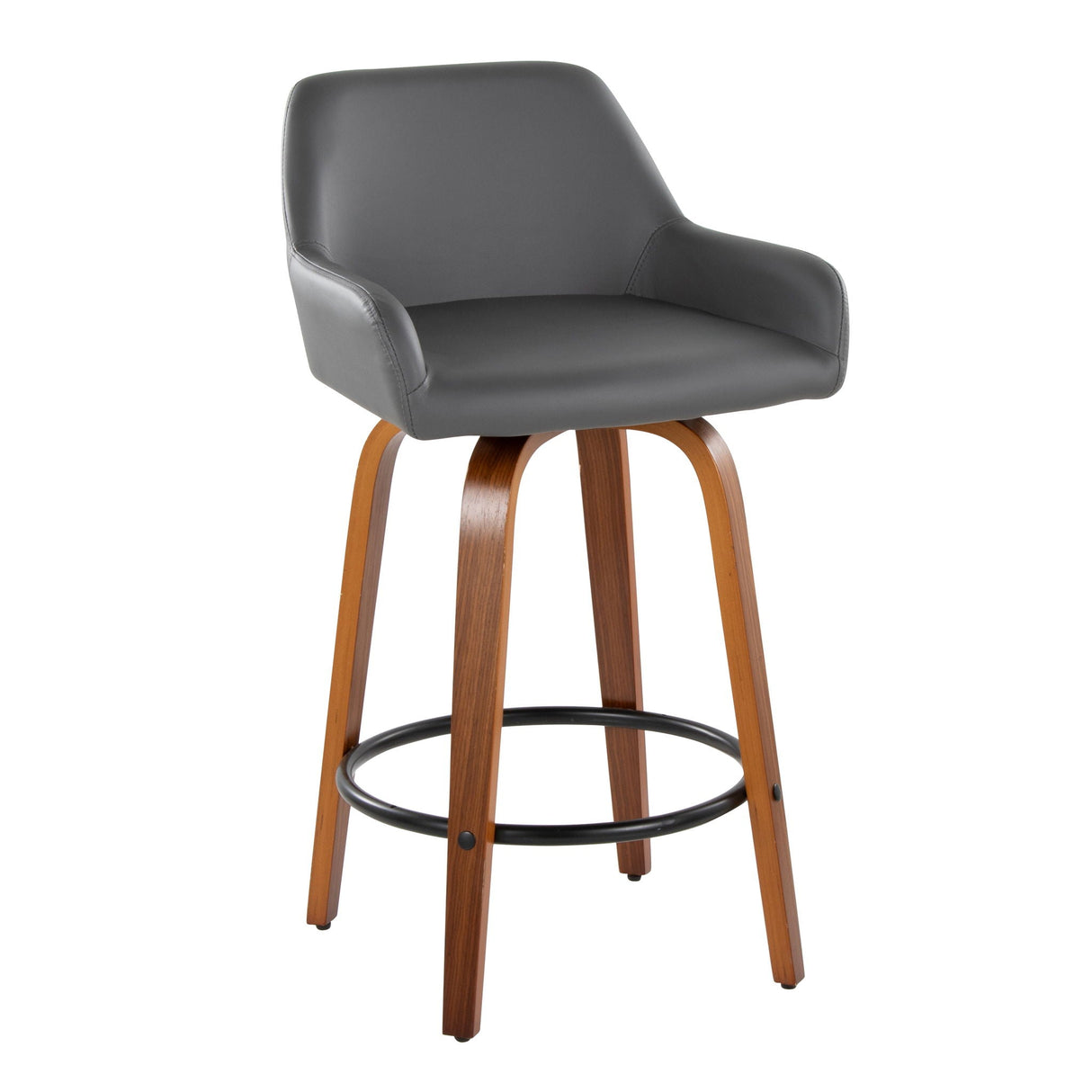 Daniella - Contemporary Fixed Height Counter Stool With Swivel With Round Footrest (Set of 2) by Couch.com