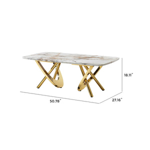 Contemporary Marble Pattern Top Table With Stainless Steel Base by Couch.com