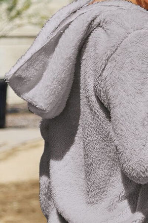 Women Full Size Teddy Hooded Jacket with Pockets Cozy Casual Jacket Comfortable Women Jacket
