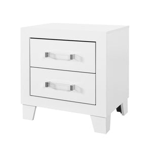 22" White Two Drawer Wood Nightstand