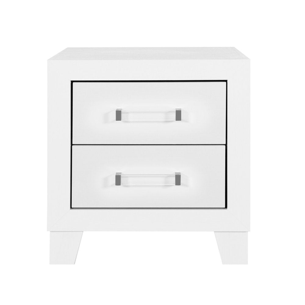 22" White Two Drawer Wood Nightstand