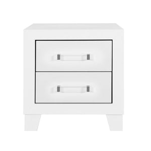 22" White Two Drawer Wood Nightstand