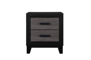 22" Black And Gray Wood Two Drawer Nightstand