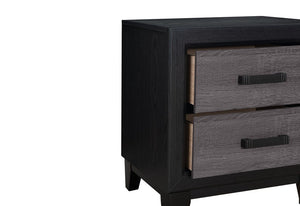 22" Black And Gray Wood Two Drawer Nightstand