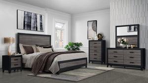 22" Black And Gray Wood Two Drawer Nightstand