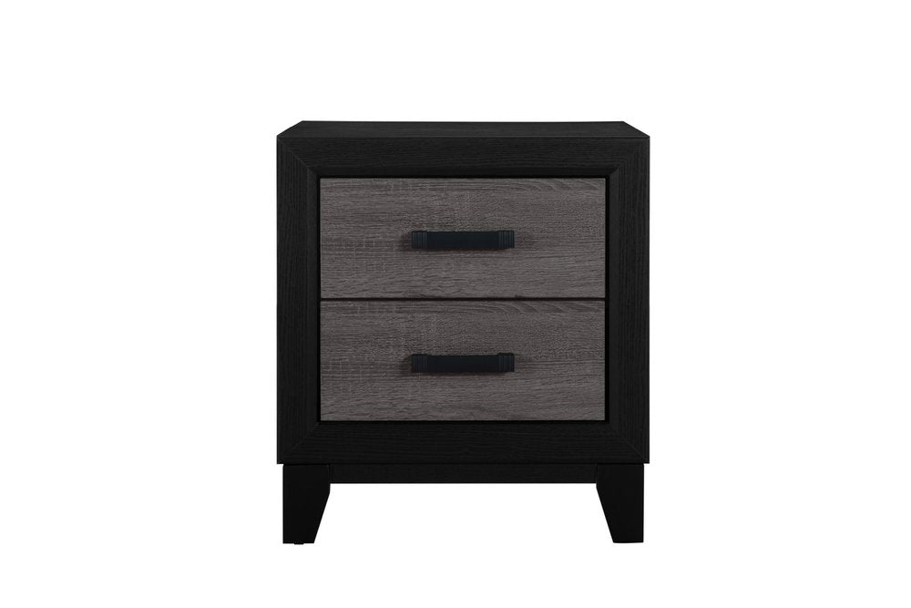 22" Black And Gray Wood Two Drawer Nightstand