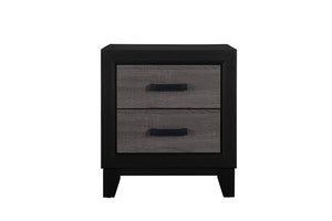 22" Black And Gray Wood Two Drawer Nightstand