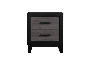 22" Black And Gray Wood Two Drawer Nightstand