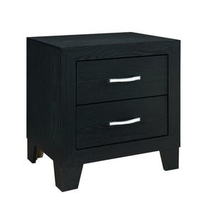 22" Black Solid and Manufactured Wood Two Drawer Nightstand