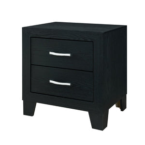 22" Black Solid and Manufactured Wood Two Drawer Nightstand