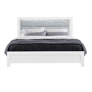 White And Gray Wood And Upholstery Lighted Twin Bed Frame