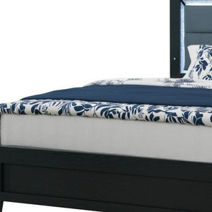 Black and Gray Wood And Velvet Lighted King Bed Frame