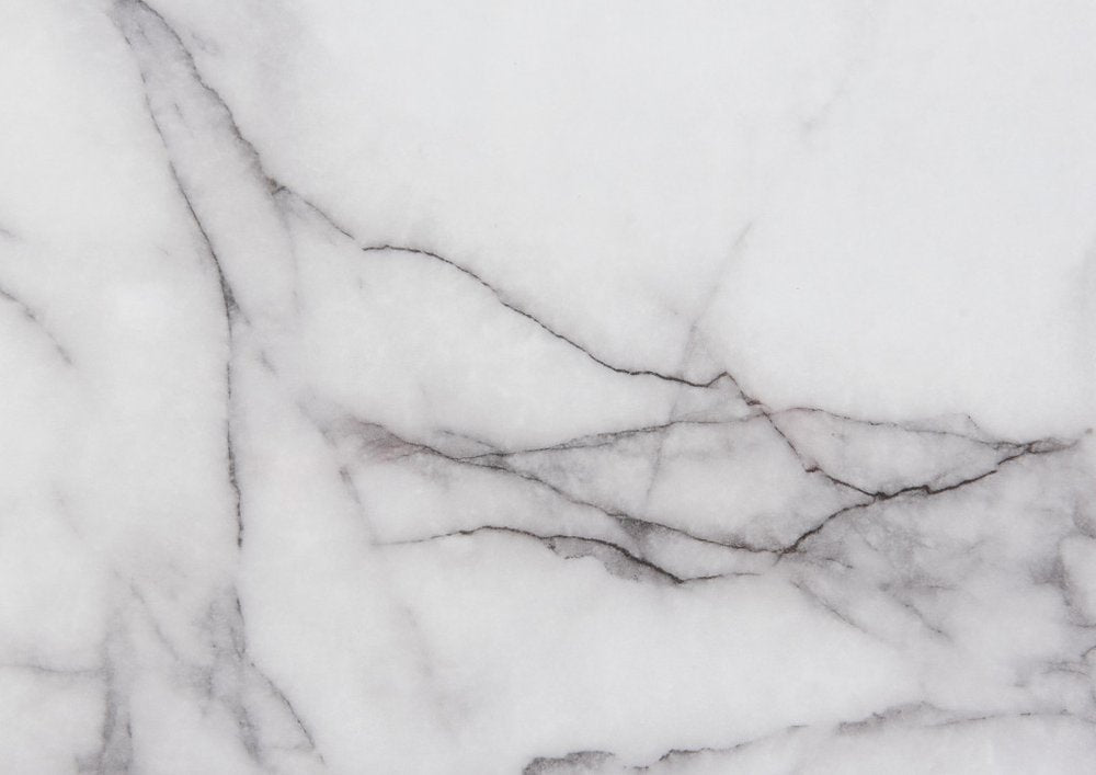 White and Gray Faux Marble And Upholstery Lighted Queen Bed Frame