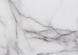 White and Gray Faux Marble And Upholstery Lighted Queen Bed Frame