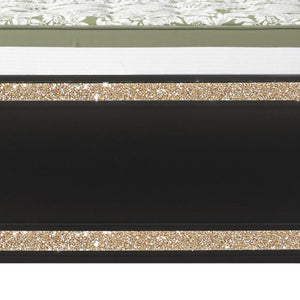 Black And Gold Faux Crystal Bling Wood And Upholstery Lighted Full Bed Frame