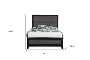 Black And Gray Inlaid Panels Full Bed Frame