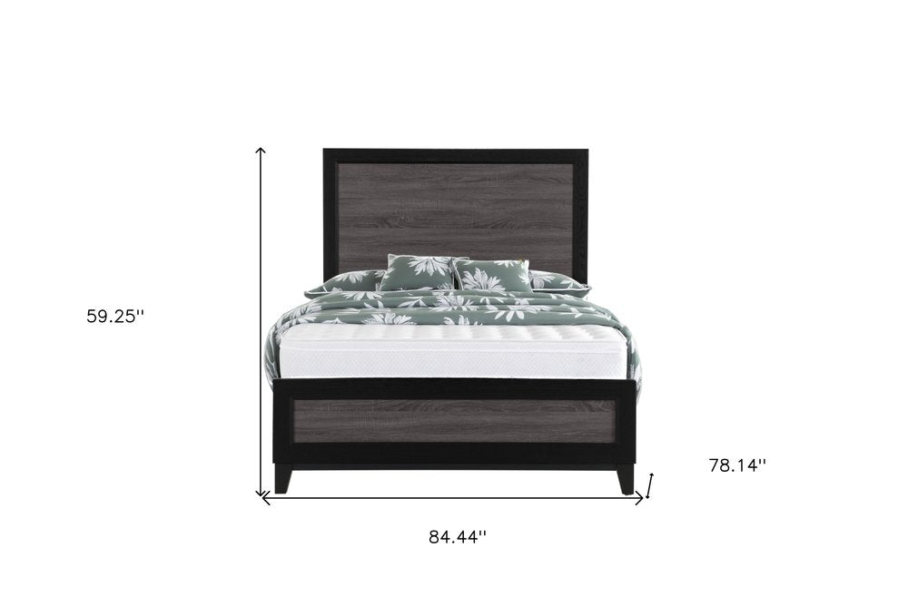 Gray and Black Wood King Bed Frame