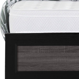 Black And Gray Inlaid Panels Queen Bed Frame