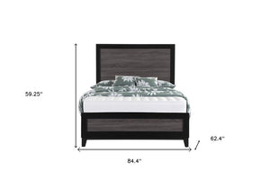 Black And Gray Inlaid Panels Queen Bed Frame