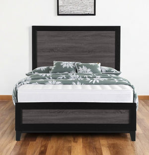 Black And Gray Inlaid Panels Queen Bed Frame