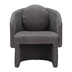 28" Gray Upholstered Club Chair And Toss Pillow